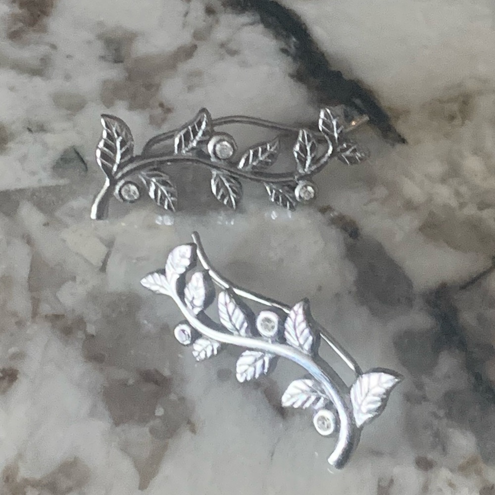 Stainless Steel Cz. Ear Crawlers, Floral